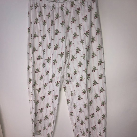 Charter Club 2PC Pajama Set White w/Red Roses Medium - Picture 10 of 13